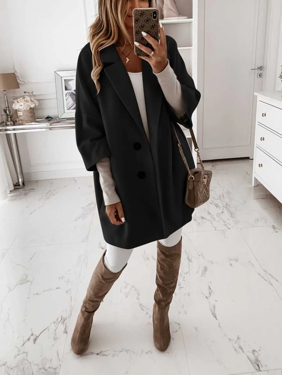 Stunncal Tweed Coat With Seven-quarter Sleeves