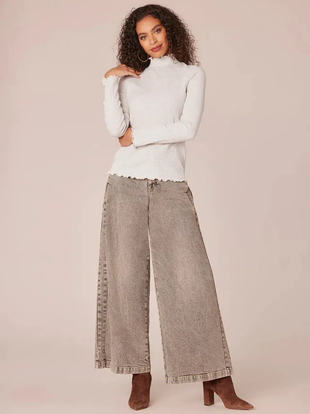 The Kai Mock Neck Lettuce Edge Long Sleeve Top